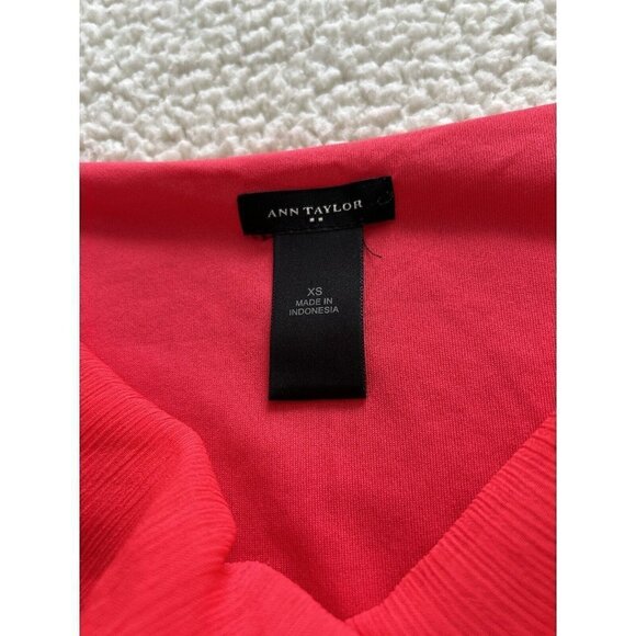 ANN TAYLOR Women Textured Polyester Sleeveless Blouse Cowl Neck Orange Sz XS - Picture 3 of 6